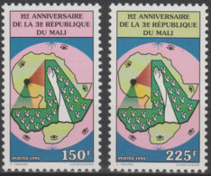 Mali 1993 Mi. 1173 - 1174 1er Anniversaire De La 3ème République Du Mali Republic Republik Politik Politic - Malí (1959-...)