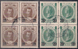 Russia 1916, Michel Nr 105-06 In Blocks Of Four, Used - Used Stamps