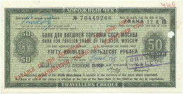 RUSSIA - 50 Roubles - 1973 - Travellers Cheque - Moscow USSR Praha Ceskoslovenska Obchodni Bank Rubles Rublei - Chèques & Chèques De Voyage