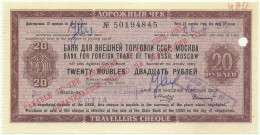 RUSSIA - 20 Roubles - 1973 - Travellers Cheque - Moscow USSR SOFIA Rubles Rublei - Chèques & Chèques De Voyage