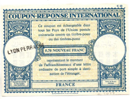 CR France Type Londres L0 17 - 0,70 Nouveau Franc - Griffe Lyon Perrache - CRI IRC - Antwortscheine