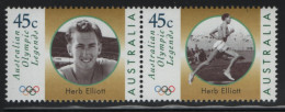 Australia 1998 MNH Sc 1634c-d 45c Herb Elliott Legendary Olympians Pair - Ungebraucht