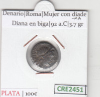 CRE2451 MONEDA REPUBLICA ROMANA DENARIO PLATA VER DESCRIPCION EN FOTO  - Republic (280 BC To 27 BC)