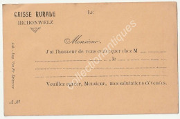 Invitation Caisse Rurale D'Irchonwelz - Non Circulée - Imp. Vve Fr. Delzenne - Probablement Années 50 - Ath