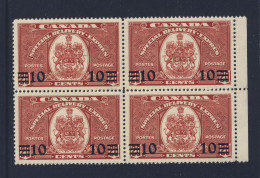 4x Canada Mint S.D. Stamp Block #E9 -10c/20c Provisional MGD F/VF, GV= $36.00 - Special Delivery