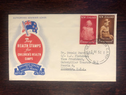 NEW ZEALAND FDC TRAVELLED COVER LETTER TO USA 1952 YEAR HEALTH MEDICINE - Storia Postale