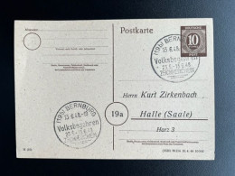 GERMANY 1948 POSTCARD BERNBURG TO HALLE 13-06-1948 DUITSLAND DEUTSCHLAND SST VOLKSBEGEHREN - Enteros Postales