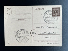 GERMANY 1948 POSTCARD BERNBURG TO HALLE 13-06-1948 DUITSLAND DEUTSCHLAND SST VOLKSBEGEHREN - Entiers Postaux