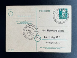 GERMANY 1949 POSTCARD LEIPZIG 03-06-1949 DUITSLAND DEUTSCHLAND SST UBERALL JUGEND VORAN - Postwaardestukken