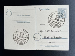 GERMANY 1948 POSTCARD LEIPZIG TO HALLE 18-03-1948 DUITSLAND DEUTSCHLAND SST ROBERT BLUM - Enteros Postales