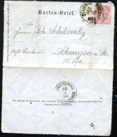 ÖSTERREICH Kartenbrief K8 Gebraucht Sollenau Niederösterreich - Schwarzau Neunkirchen 1890 Kat. 8,00 € - Carte-Lettere