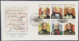 American Presidents, USS Constitution, Andrew, Henry, Tyler, All Presidents Printed  Autograph Marshall Island FDC 2000 - Marshall