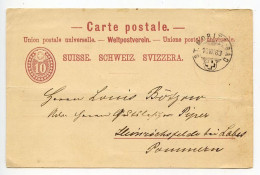 Switzerland 1883 10c. Swiss Cross Postal Card - St. Moritz-Bad To Heinrichsfelde Bei Labes, Germany (Trzeszczyna Poland) - Entiers Postaux