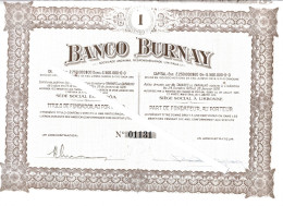 Share Banco Burnay, Lisbon. Founder's Title 1926. Rare. Ação Banco Burnay, Lisboa. Titulo Do Fundador. Aandeel Van Banco - Banque & Assurance