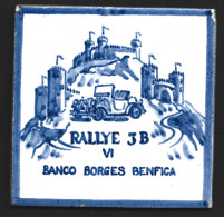 Tile Alluding To Banco Borges Rallye Paper, Benfica, Lisbon 1985. Sintra Castle.Azulejo Alusivo Ao Rallye Paper Do Banco - Banca & Assicurazione