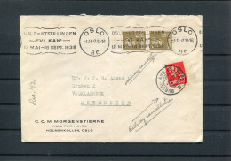 1937 Norway Morgenstierne Holmenkollen Oslo "Utstillingen" Machine Slogan, Bureau AMB. Railway TPO Cover - Covers & Documents