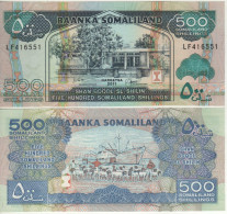 Somaliland  500  Somaliland Shillings  P6h   Dated 2011  " Bank Building At Front +  Sheep, Port Of Berbera At Back " - Somalia