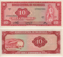NICARAGUA.  10 Cordobas  P123   1972  (Andrés Castro + Hacienda At Back )  UNC - Nicaragua