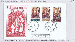 Ireland 1972 Christmas Set Of 3 On Cachet First Day Cover Cork 16 X 72 - FDC