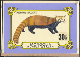 MONGOLIA(1977) Red Panda. Unaccepted Artwork For Panda Series. Watercolor On Posterboard With Acetate Overlay For Letter - Mongolie