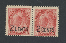 2x Canada Victoria MH Stamps Pair Of #88 2c/3c Fine Guide Value = $40.00 - Neufs