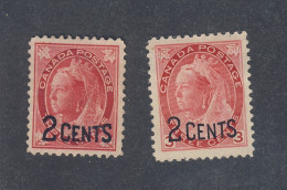 2x Canada Victoria OP Stamps; #87-Leaf MNG #88-Numeral MH Guide Value = $70.00 - Ongebruikt