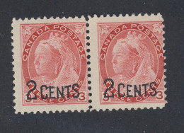 2x Canada Victoria Numeral OP Stamps; Pair #88 - 2c/3c MNH F Guide Value=$60.00 - Neufs