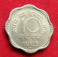 India 10 Naye Paise 1963 B KM# 24.2 *VT Inde Indien Indies - Inde