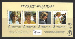 ASCENSION Is...QUEEN ELIZABETH II...(1952-22..)...." 1998..".....DIANA PRINCESS OF WALES....MS741....MINI SHEET...MNH... - Familles Royales