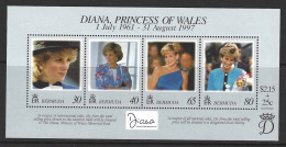 BERMUDA...QUEEN ELIZABETH II...(1952-22..)...." 1998.."....DIANA PRINCESS OF WALES....MS787.....MINI SHEET...MNH. - Familles Royales