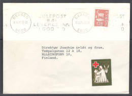 Norway. Stamp Sc. 614 On Letter, Sent From Bergen On 10.12.1975 To Finland. Christmas Label. - Cartas & Documentos