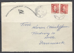 Norway. Stamps Sc. 312 On Letter, Sent From MS “Finnmarken”-Hurtigruten Ships, Canceled In Trondheim On 25.01.1958 - Covers & Documents