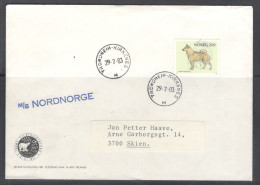 Norway. Stamps Sc. 816 On Letter, Sent From M/S “Nordnorge”-Hurtigruten Ships, Canceled In Trondheim On 29.07.1983. - Storia Postale