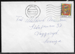 Norway. Stamp Sc. 646 On Letter, Sent From Oslo On 19.12.1974 To Sweden. - Lettres & Documents