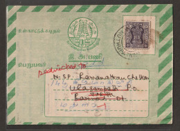 India 1957 Service Stamp Tamil Nādu Government Printed On Inland Letter With Tamil Script With Delivery Cancellation A30 - Dienstzegels