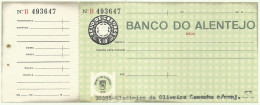 Banco Do Alentejo - Beja - ( 1875 - 1979 ) - Cheque C/ Canhoto - Cheques & Traveler's Cheques