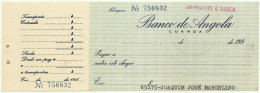 Banco De Angola - Luanda - 1950's - ( 1926 - 1978 ) - Cheque C/ Canhoto - Cheques & Traveler's Cheques