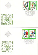 1986    FOOTBALL  WF- MEXICO  4v.- 2 FDC BULGARIA / Bulgarie - FDC
