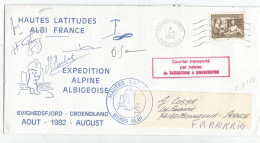 GRONLAND 2.00 SOLO SEUL LETTRE COVER EXPEDITIONS FRANCE ALPINE ALBI TARN 1982 + OURS + SIGNATURES ET TEXTE - Briefe U. Dokumente