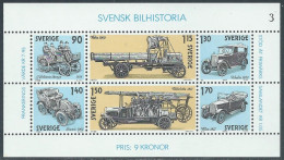 1980 SVEZIA FOGLIETTO STORIA DELL'AUTOMOBILE MNH ** - F2 - Blocks & Kleinbögen