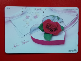 T-79 - JAPAN -JAPON, NIPON, TELECARD, PHONECARD NTT JP-231-192 "For You" - Rose, Heart And Ribbon - Japan