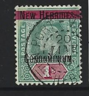 New Hebrides 1908 Overprints On Fiji 1 Shilling Multiple Watermark FU , Questionable  French Vila Cancel Of 1910 - Used Stamps