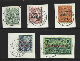 New Hebrides 1908 Overprints On New Caledonia Set Of 5 FU On 5 Separate Pieces - Oblitérés