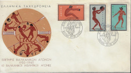 GREECE 1960 FIRST OFFICIAL COMMEMORATIVE POSTMARK SPORT GAMES ON "OLYMPICS". - Lettres & Documents