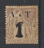 ANNAM ET TONKIN - 1888 - N°YT. 6 - Type Alphée Dubois 1 Sur 4c Brun - Neuf (*) / MNG - Neufs