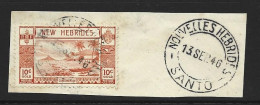 New Hebrides 1938 10c Lopevi Island Definitive FU On Piece With H & C Type 16 - French Santo -  Cds + Full Cds Adjacent - Gebraucht