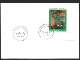 Andorre-Yvert N°587 Sur Enveloppe-Oblitération Premier Jour 2003 - Lettres & Documents