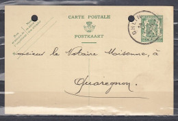 Postkaart Van Ghlin Naar Quaregnon - 1935-1949 Small Seal Of The State