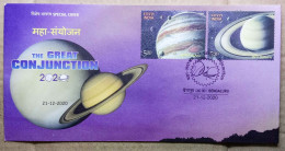 INDIA 2020 GREAT CONJUNCTION OF JUPITER - SATARN, SPACE, ASTRONOMY....SPECIAL COVER - Azië