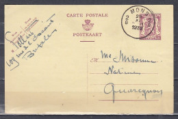 Postkaart Van Mons 2G Naar Quaregnon - 1935-1949 Petit Sceau De L'Etat